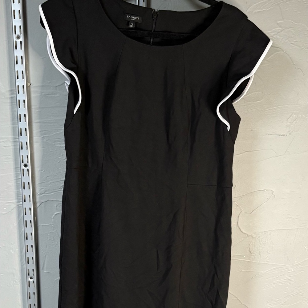 Talbots Black Cocktail Dress with White Trim